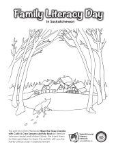 This is an image of an activity sheet from When the Trees Crackle with Cold: A Cree Seasons Activity Book - a colouring page from Frost-Exploding Moon