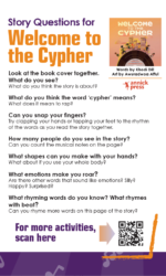This is an image of a downloadable page of story questions to go along with reading the book "Welcome to the Cypher"